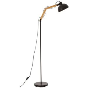 Blairon Black Metal Floor Lamp With Adjustable Wooden Arm