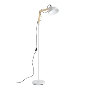 Blairon Grey Metal Floor Lamp With Adjustable Wooden Arm