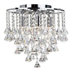 Dorchester 4 Lamp Chrome Ceiling Light With Crystal Buttons