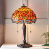 Dragonfly Flame Small Tiffany Glass Table Lamp In Dark Bronze