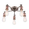 Hal 5 Lights Semi Flush Ceiling Light In Aged Pewter And Copper