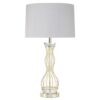 Hannes White Fabric Shade Table Lamp With Gold Wireframe Base