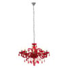 Murato 8 Bulb Cognac Crystal Chandelier Light In Red And Chrome