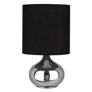 Nikowi Black Fabric Shade Table Lamp With Chrome Metal Base