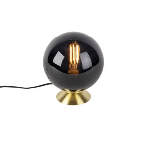Art Deco table lamp brass with black glass – Pallon