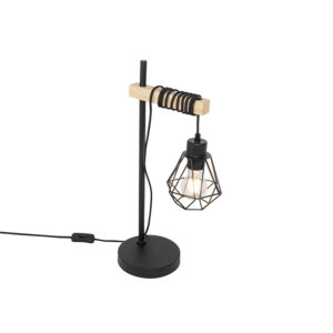 Country table lamp black with wood – Chon