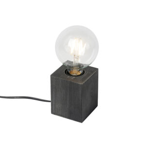 Country table lamp black wood – Bloc
