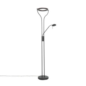 Modern floor lamp black with reading arm incl. LED and dimmer – Divo