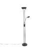Modern floor lamp black with reading lamp incl. LED dim to warm - Diva