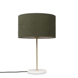 Brass table lamp with green shade 35 cm – Kaso