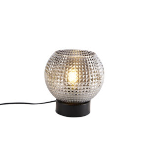 Art Deco table lamp black with smoke glass – Sphere