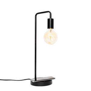 Modern black table lamp with wireless charging – Facil