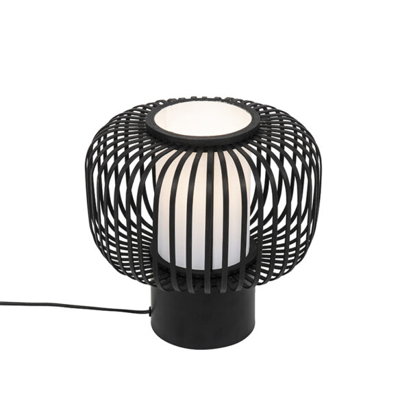Modern table lamp black with bamboo - Bambuk