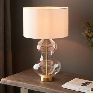 Hamel White Shade Touch Table Lamp With Shaped Glass Base