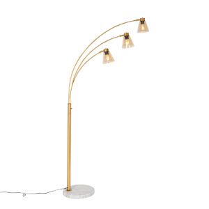 Arc lamp bronze with marble and amber glass 3 lights – Nina