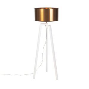 Design floor lamp white with shade copper 50 cm – Puros