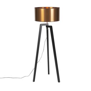 Floor lamp black with copper shade 50 cm – Puros