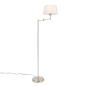 Classic floor lamp steel with white shade adjustable – Ladas