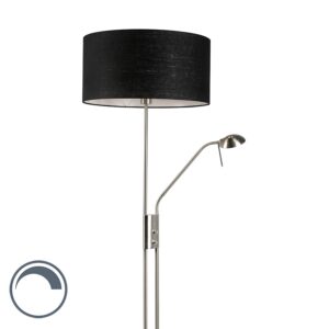 Floor lamp steel and black with adjustable reading arm – Luxor