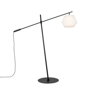 Design outdoor floor lamp black IP44 with white shade – Robbert