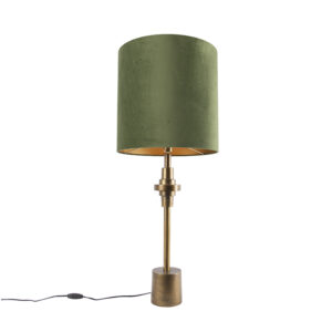 Table lamp bronze velor shade green 40 cm – Diverso
