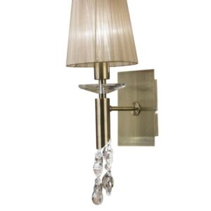 Mantra M3884/S Tiffany 1+1 Light Switched Wall Light In Antique Brass With Soft Bronze Shades