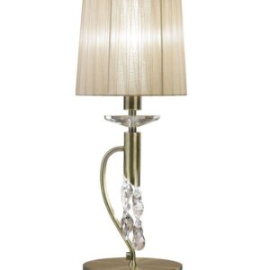 Mantra M3888 Tiffany 1+1 Light Table Lamp In Antique Brass With Soft Bronze Shade