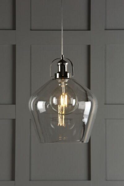 Laura Ashley Rye Clear Glass Ceiling Pendant Light In Polished Nickel Finish