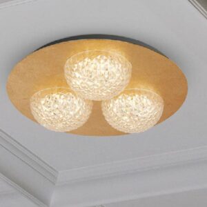Celestia 3 LED Ceiling Light In Gold Leaf With Clear Acrylic