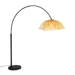 Oriental arc lamp black with natural bamboo – Pua