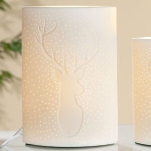 Deer Porcelain Table Lamp Large In White