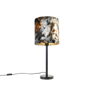 Modern table lamp black with shade flowers 25 cm – Simplo