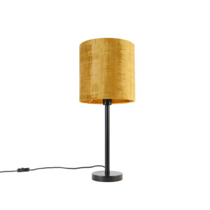 Modern table lamp black with shade gold 25 cm – Simplo