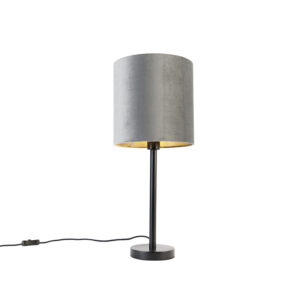 Modern table lamp black with shade gray 25 cm – Simplo