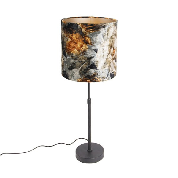 Table lamp black with shade flowers 25 cm adjustable - Parte