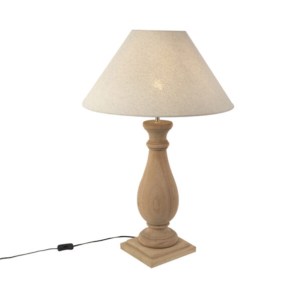 Country Table Lamp with 55cm Linen Shade Beige - Burdock