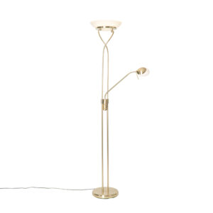 Floor lamp brass incl. LED and dimmer with reading lamp - Empoli