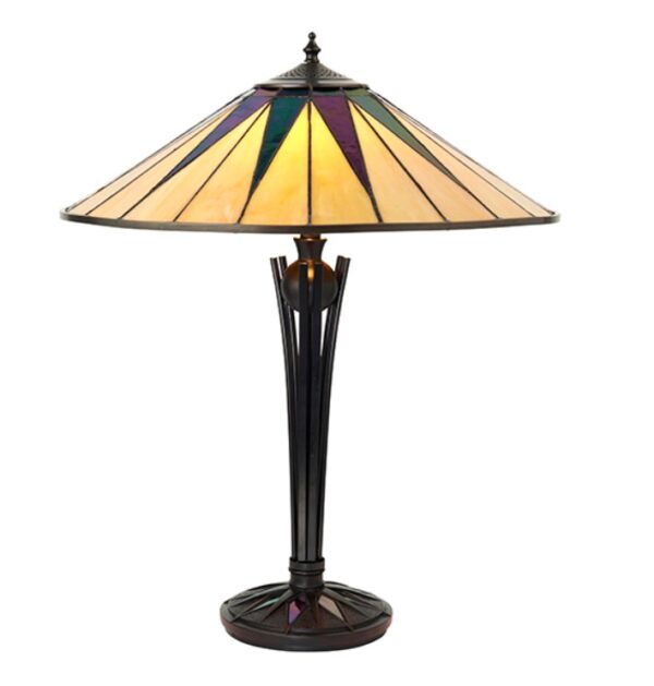 Interiors 1900 64045 Tiffany Dark Star Large Table Lamp With Shade - Height: 560mm