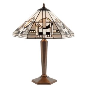 Interiors 1900 64263 Metropolitan Tiffany Medium 2 Light Table Lamp In Bronze Effect
