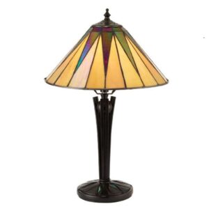 Interiors 1900 70367 Tiffany Dark Star Small Tiffany Table Lamp - Height: 440mm