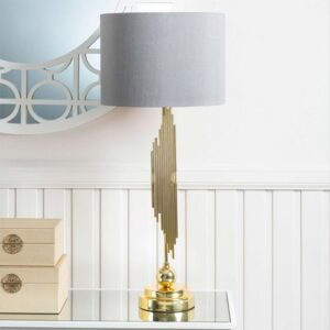 Calvi Grey Fabric Shade Table Lamp With Gold Base