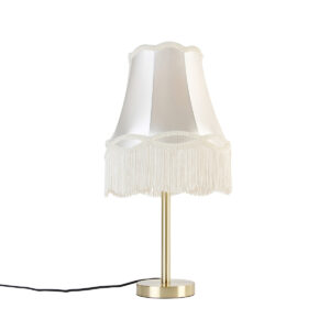 Classic table lamp brass with granny shade cream 30 cm – Simplo