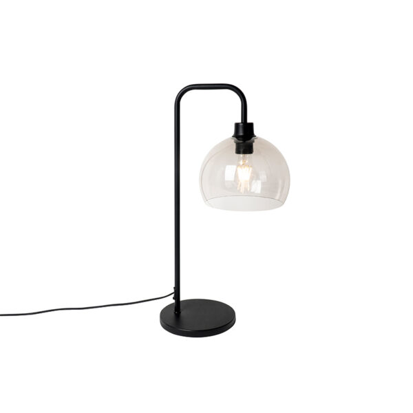 Modern Black Table Lamp with Smoke Glass - Maly