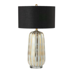 Parikia Black Linen Shade Table Lamp With Gold Ceramic Base