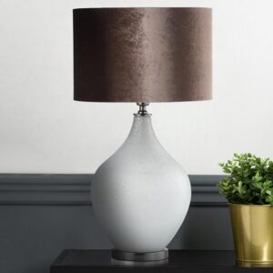 Rovigo Mocha Velvet Shade Table Lamp With Silver Glass Base