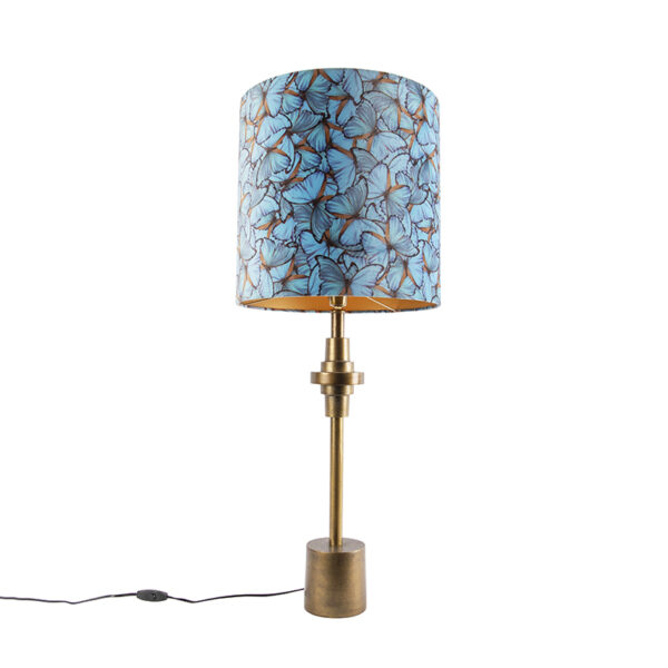 Table lamp bronze velor shade butterfly design 40 cm - Diverso