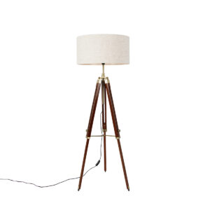 Floor lamp brass with shade light gray 50 cm tripod – Cortin