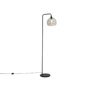 Smart floor lamp black with smoke glass incl. WiFi A60 – Maly