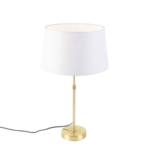 Table lamp gold / brass with linen shade white 35 cm – Parte