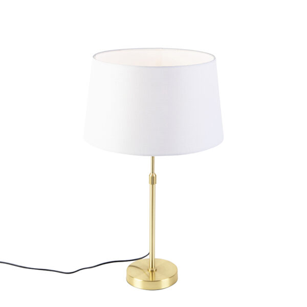 Table lamp gold / brass with linen shade white 35 cm - Parte